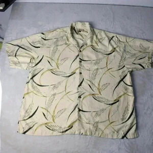 Tommy Bahama Shirt Mens 2XL  Biege Floral Short Sleeve Hawaiian 100% Silk
